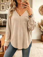 Women's V-Neck High-Low Knit Tunic Top