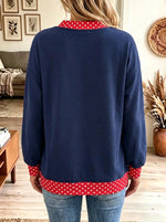 Women's Polka Dot Contrast Trim Crewneck Sweatshirt