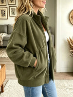 Women's Full-Zip Ribbed Knit Bomber Jacket