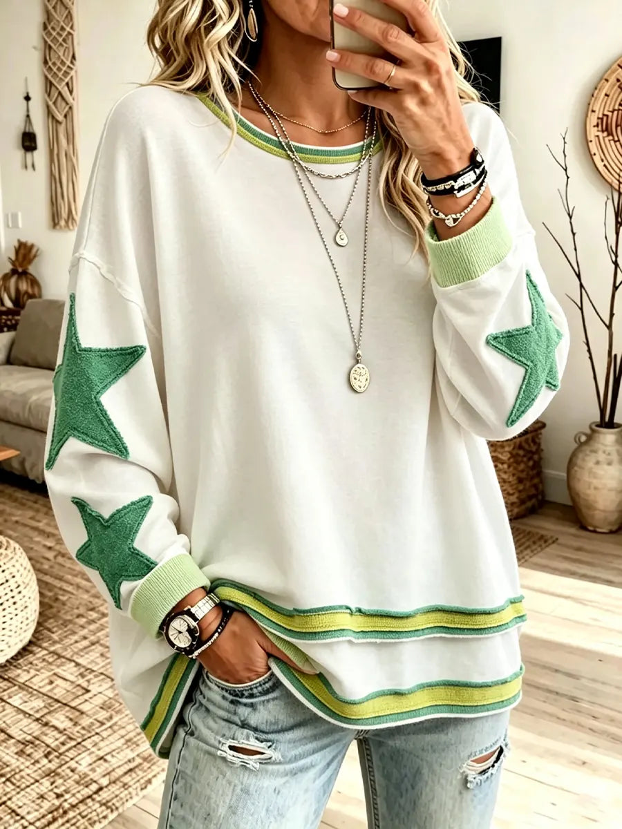 Women's Loose Fit Crewneck Star Sweatshirt