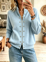 Women's Military Button Zip-Front Ribbed Cardigan