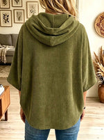 Women's Asymmetrical Single-Button Corduroy Poncho Top