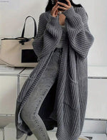 Oversized Long Open Front Knit Cardigan Women Chunky Sweater Coat With Pockets