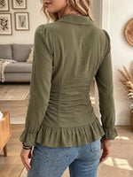 Vintage Elegant Cotton And Linen Ruffles Shirt