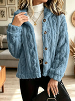 Retro Cozy Loose Fuzzy Fleece Art Casual Stylish Long Sleeve Coat