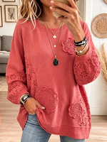 Women's Vintage Elegant Patchwork Crochet Flower Sweatshirt