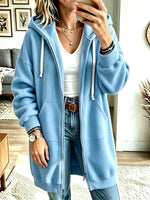 Women’s Long Sleeve Casual Loose Hooded Sweatshirt Cardigan