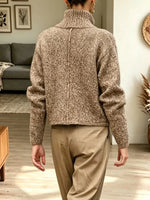 Retro Art Casual Stylish Long Sleeve Turtleneck Cardigan Sweater