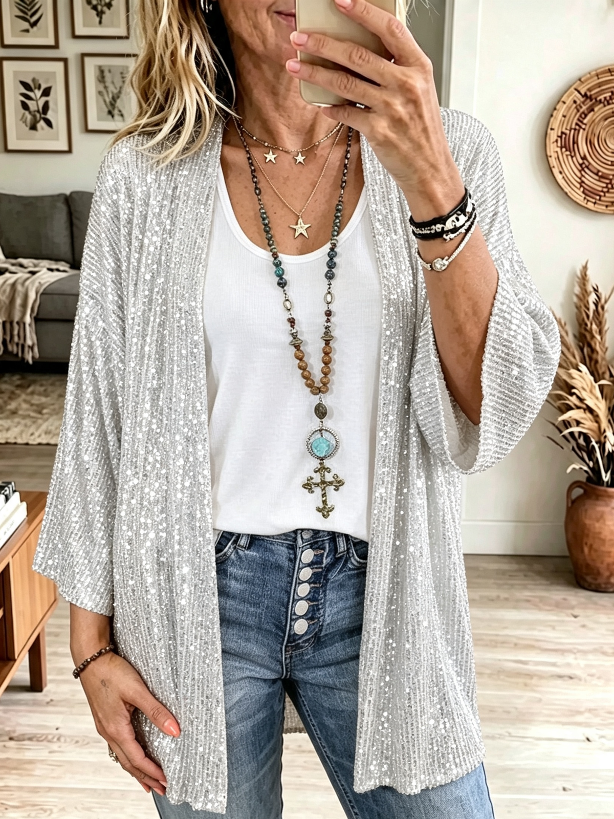 Women's Sequin Embellished Cardigan