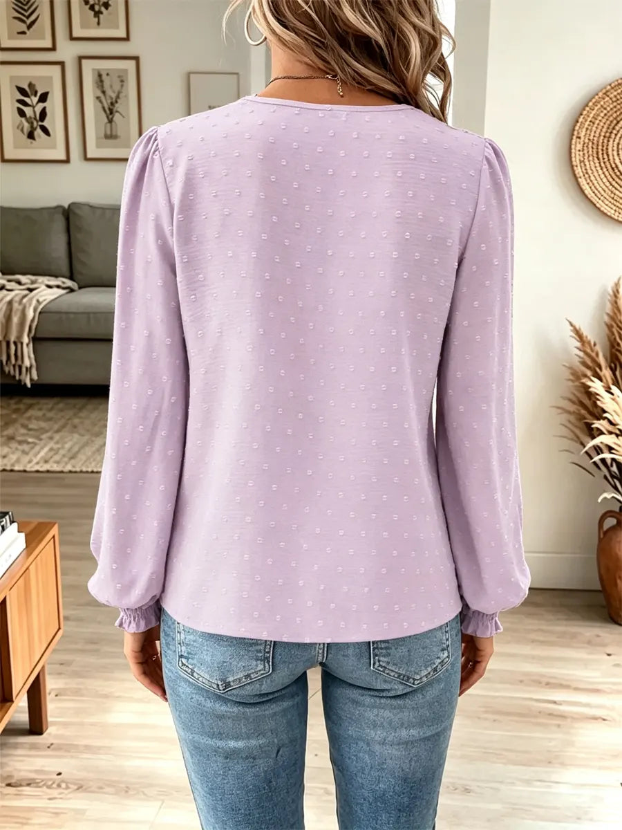 Retro Floral Lace Art Casual Stylish V Collar Long Sleeve Shirt