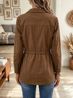 Women's Drawstring Waist Multi-Pocket Utility Jacket