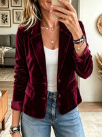 Women's Tailored Velvet Two-Button Blazer