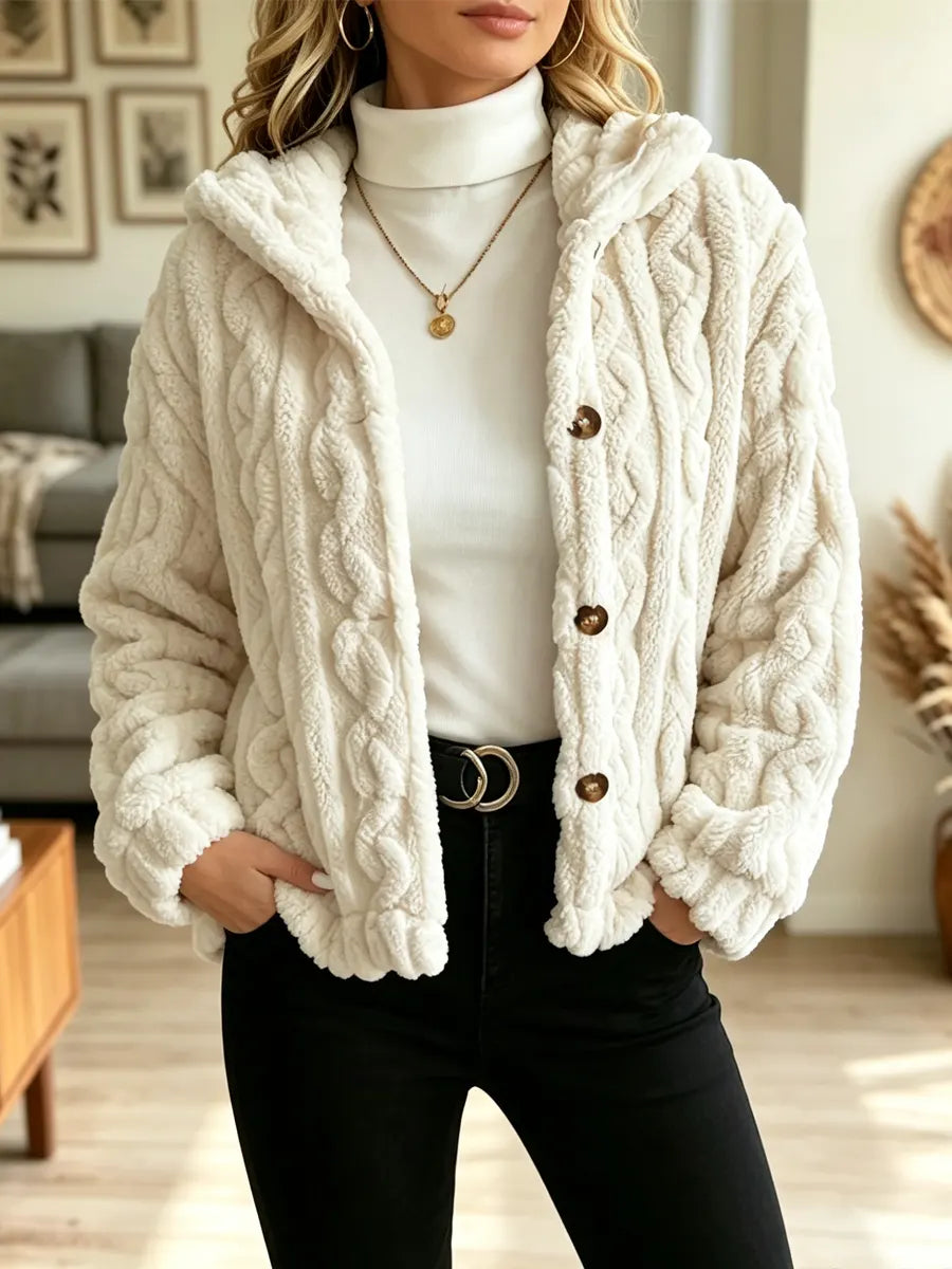 Retro Cozy Loose Fuzzy Fleece Art Casual Stylish Long Sleeve Coat