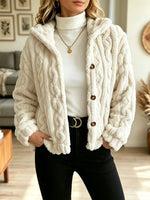 Retro Cozy Loose Fuzzy Fleece Art Casual Stylish Long Sleeve Coat