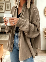 Women's Casual Collared Irregular Shirt Coat