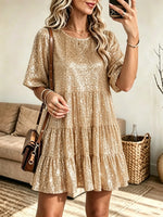 Women's Sequin Tiered A-Line Mini Dress