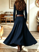 Vintage Plaid Patchwork Art Casual Stylish Long Sleeve Long Dress