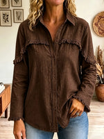 Women's Fringe Trim Button-Down Shirt