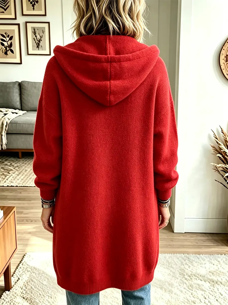 Women’s Long Sleeve Casual Loose Hooded Sweatshirt Cardigan