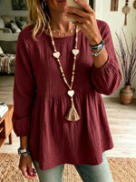 Women's Babydoll Crinkle Cotton Tunic Top