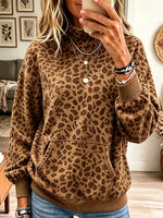 Women's Leopard Print Mock Neck Pullover Sweatshirt