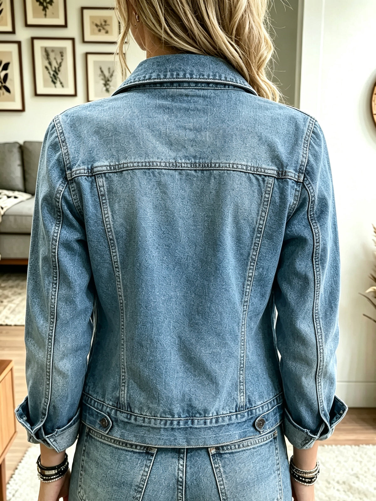 Women's Classic Button-Up Cropped Denim Jacket