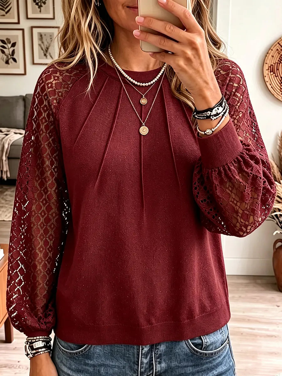 Vintage Elegant Patchwork Openwork Lace Shirt