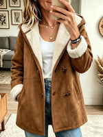 Women's Sherpa Lined Faux Suede Toggle Coat