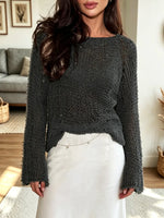 Retro Chic Sequins Knit Hollow Art Casual Stylish Long Sleeve Top