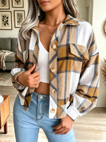 Retro Plaid Pattern Art Casual Lapel Stylish Long Sleeve Coat