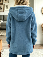 Women's Plush Sherpa Hooded Zip-Up Coat