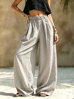 Women's High-Waisted Wide-Leg Linen Pants