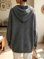 Women's Denim Pocket Full-Zip Textured Hooded Jacket