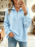 Women's Half-Zip Waffle Knit Pullover Sweatshirt