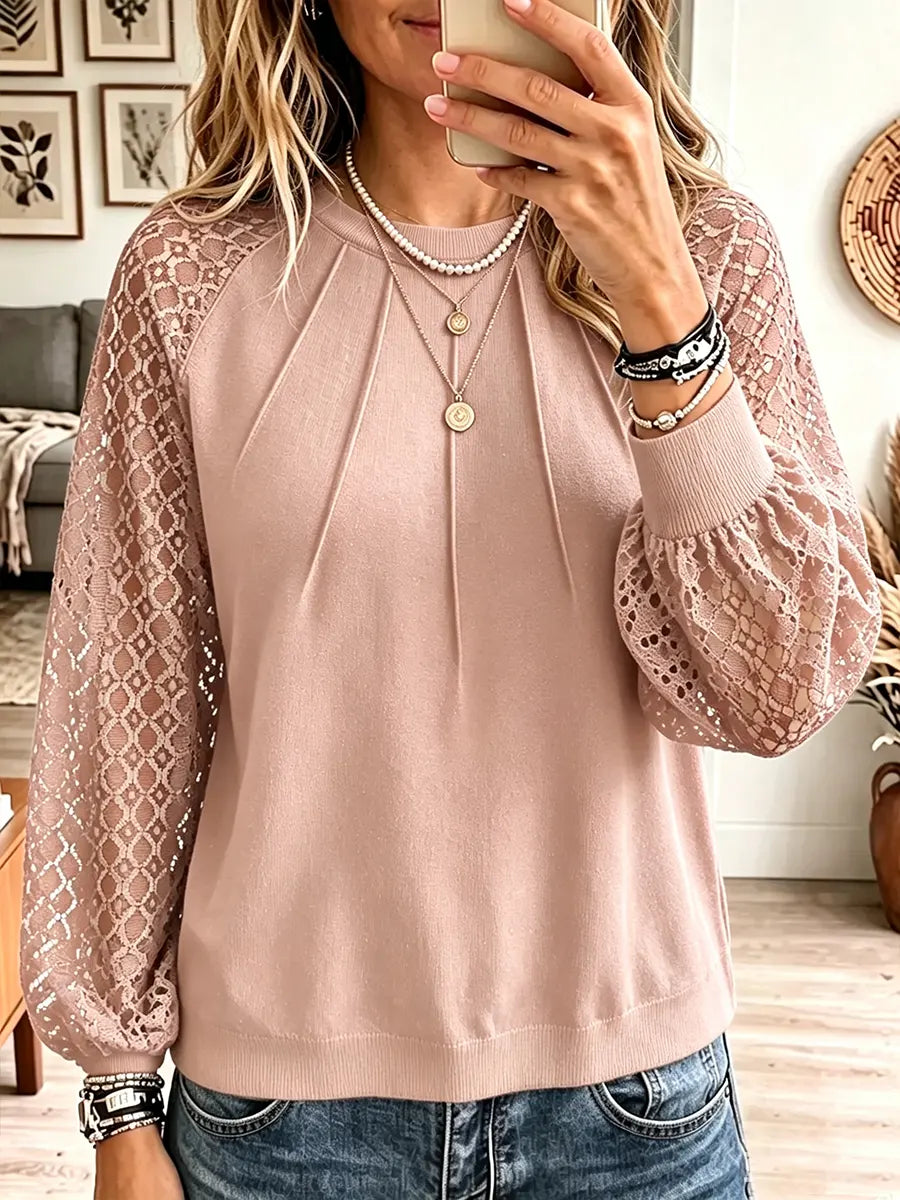 Vintage Elegant Patchwork Openwork Lace Shirt