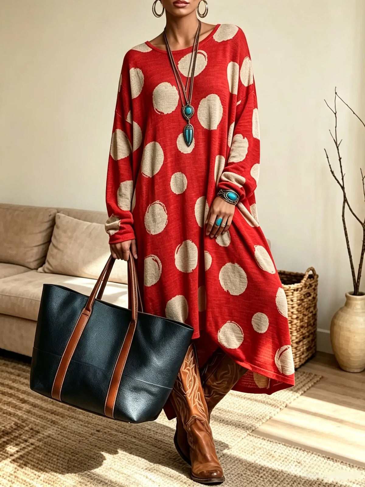 Women's Polka Dot High-Low Maxi Dress
