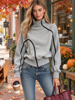 Women's Asymmetric Diagonal Zip High Neck Sweatshirt