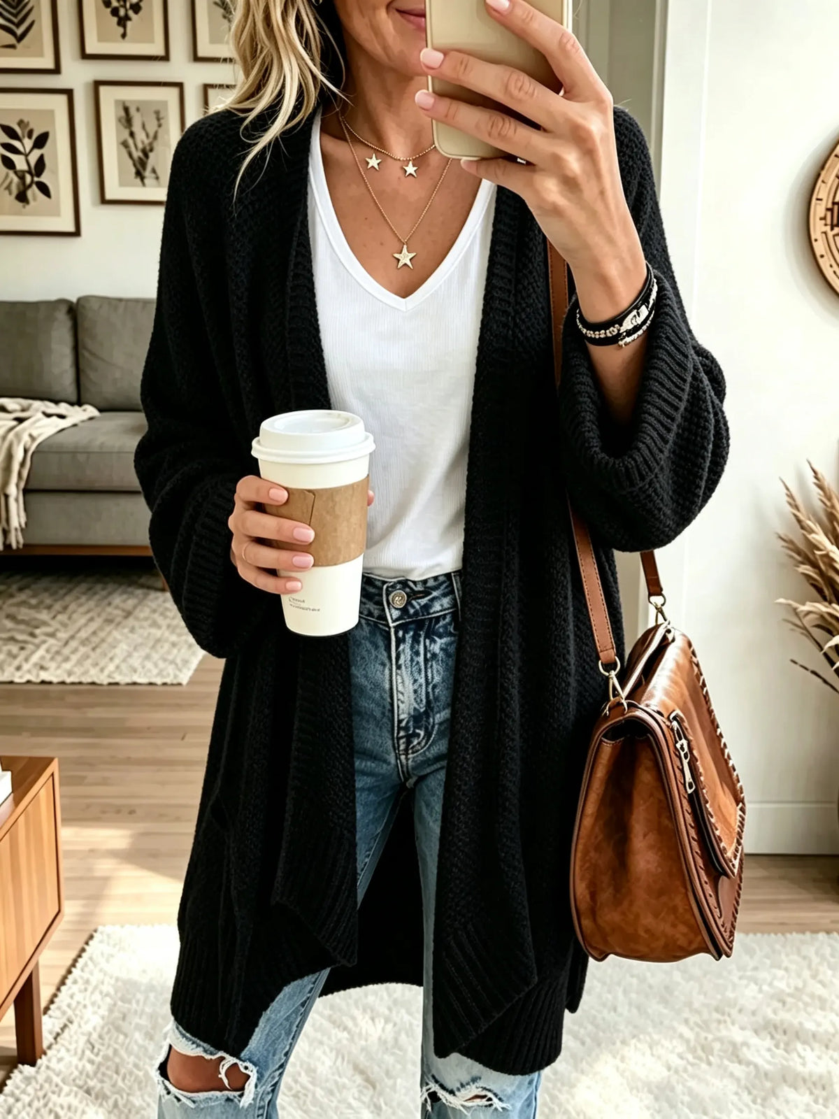 Women's Open-Front Knit Cardigan