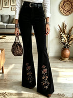 Women's Floral Flare Corduroy Pants
