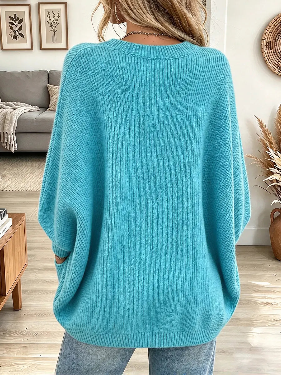 Women's Round Neck Ribbed Knit Sweater