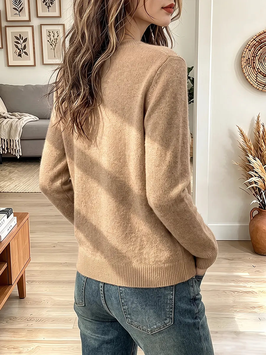 Vintage Elegant Sparkling Rhinestones Knit Sweater