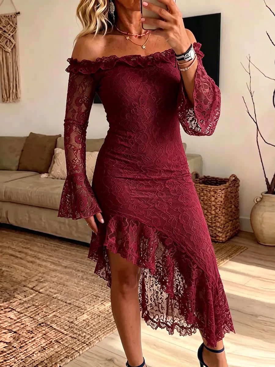 Women's Vintage Elegant Embroidered Texture Lace Dress