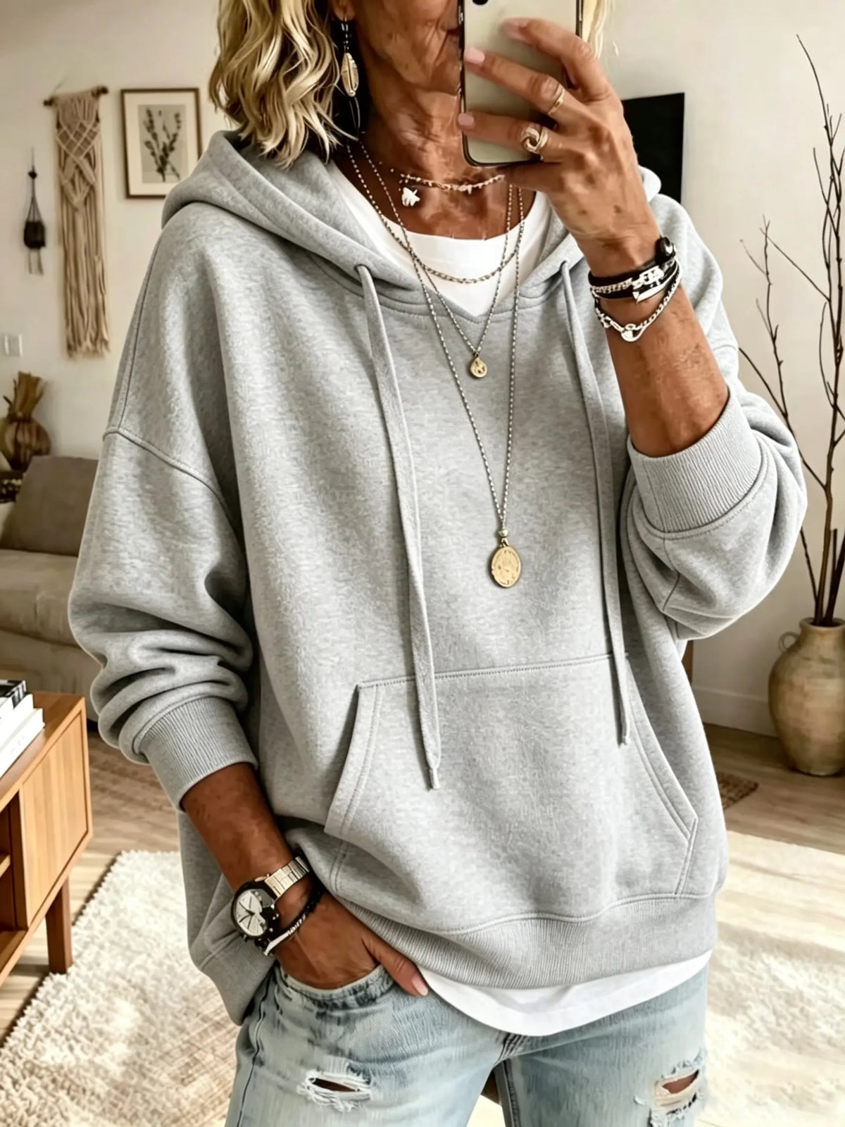 Women's Drawstring Pocket Hoodie