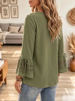 Vintage Elegant Cotton And Linen Patchwork Lace Shirt
