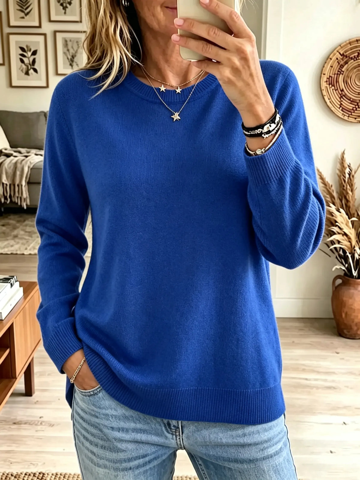 Women's Classic Crewneck Slouchy Knit Sweater