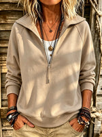 Women's Quarter-Zip Stand Collar Sweatshirt