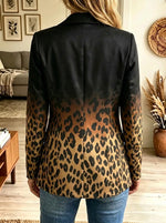 Women's Ombre Leopard Print Single-Button Blazer