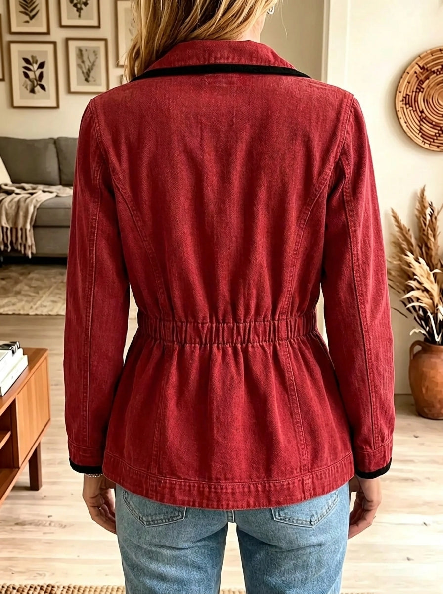 Women's Contrast Trim Double-Breasted Blazer
