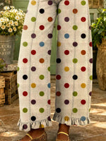 Women's Retro polka dot Pattern Art Print Casual Ruffle Hem Wide Leg Jeans