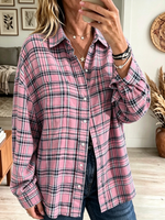 Women's Oversized Plaid Flannel Button-Down Shirt